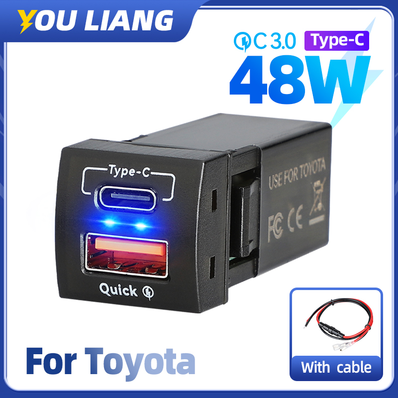 Car Accessories Qc - 48W Fast Charger QC3.0 USB Type-C