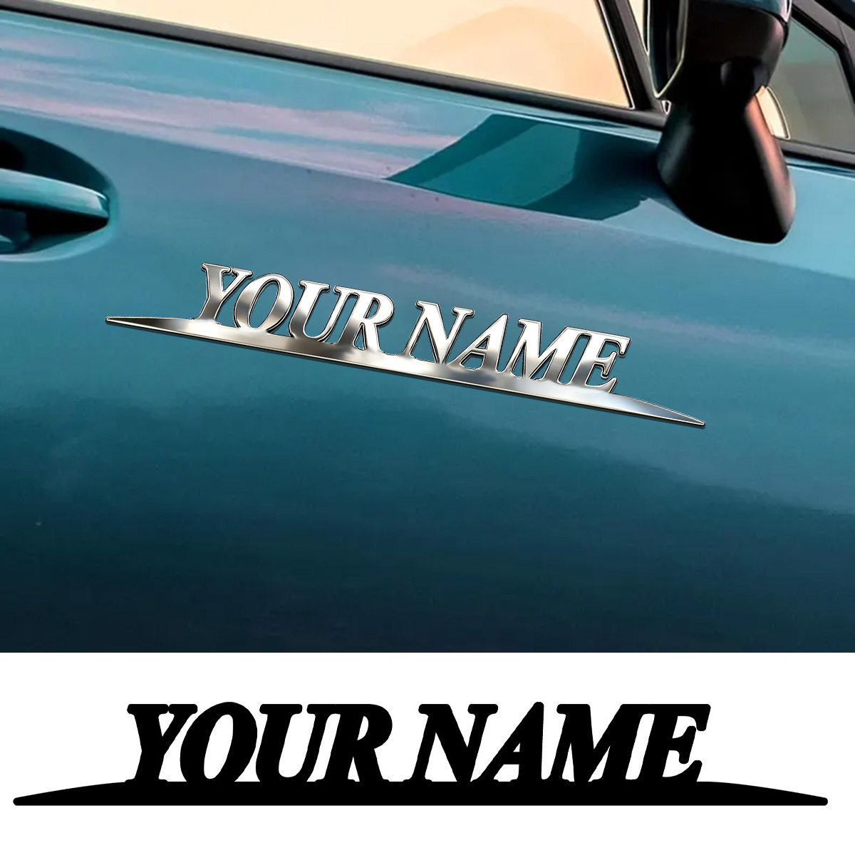 Car Accessories For Baby - Metal Trendy YOUR NAME Stickers Custom