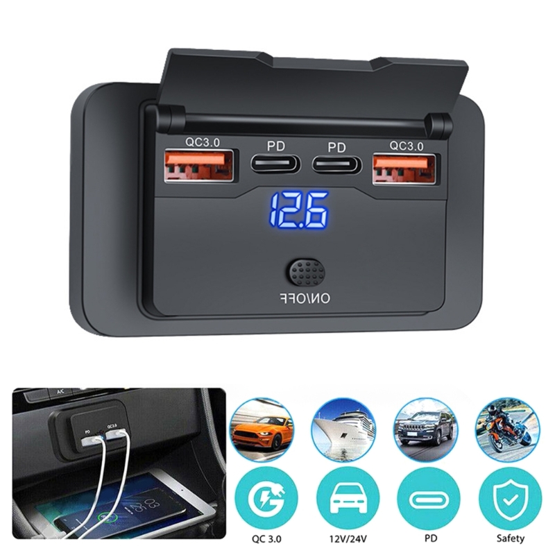 4 Ports Dual PD Dual QC 3.0 US - Car Accessories Qc ulasan dan harga