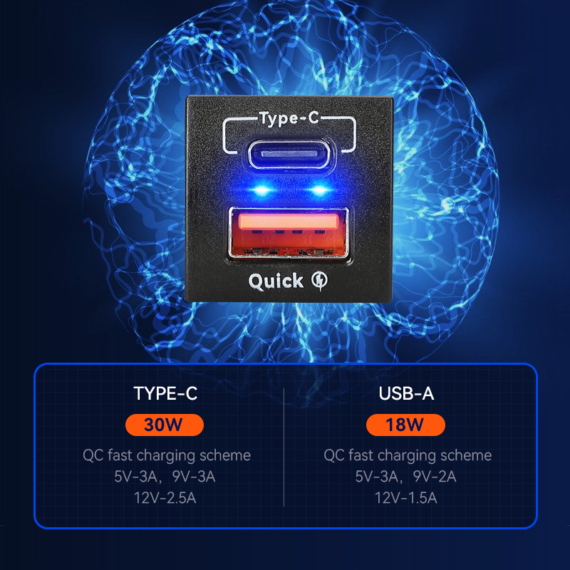 48W Fast Charger QC3.0 USB Typ - Car Accessories Qc ulasan dan harga