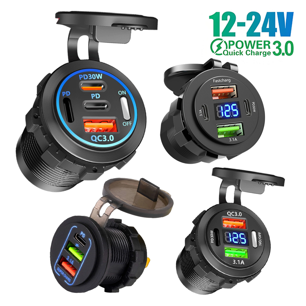 12V QC3.0 USB-C Outlet Socket  - Car Accessories Qc ulasan dan harga