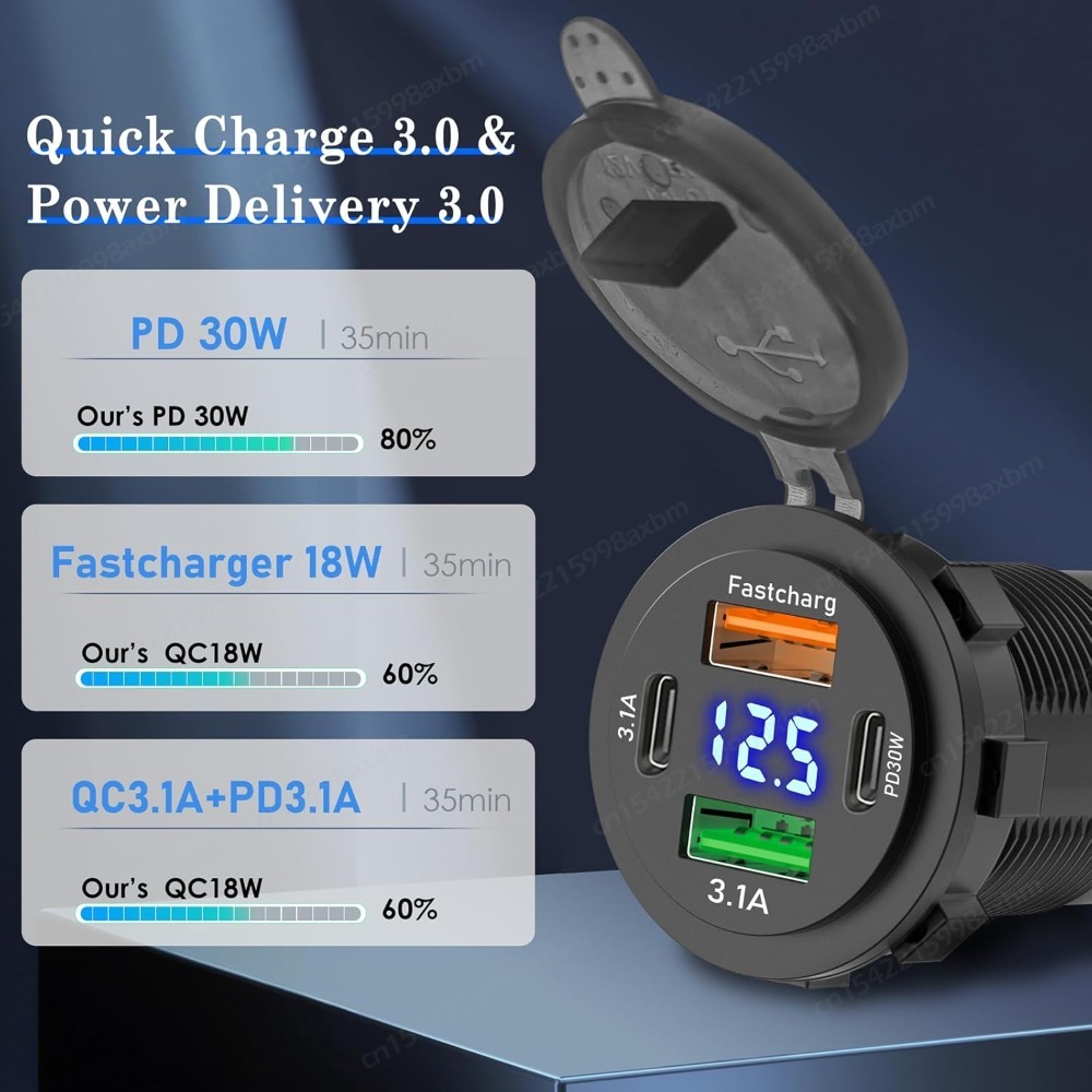 12V QC3.0 USB-C Outlet Socket  - Car Accessories Qc ulasan dan harga