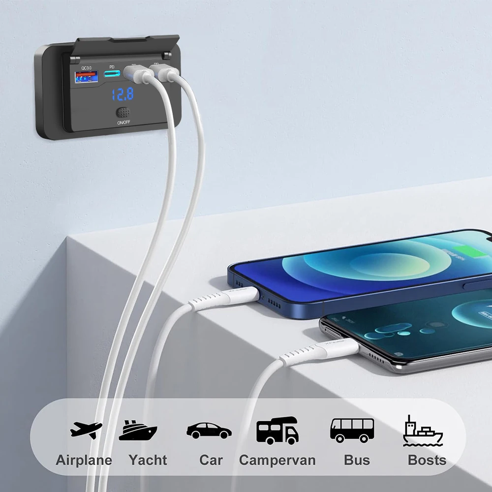 Three PD & QC 3.0 USB Car Char - Car Accessories Qc ulasan dan harga