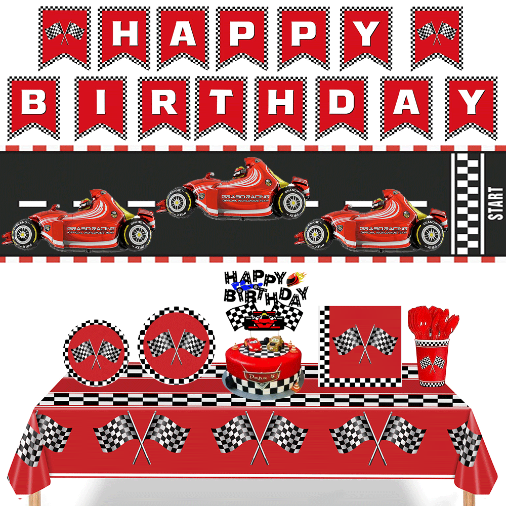 Red Racing Car Checkered Table - Car Accessories Banner ulasan dan harga