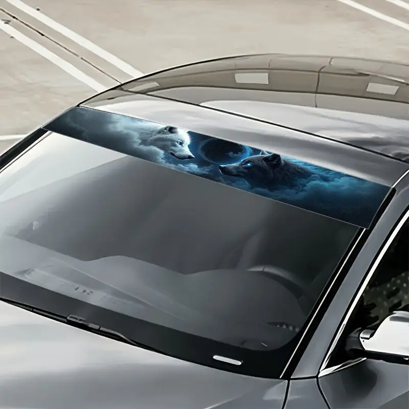 1PC Dual Wolf-themed Car Front - Car Accessories Banner ulasan dan harga
