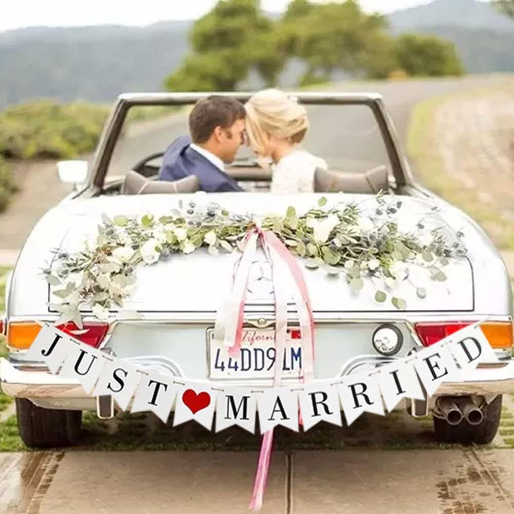 JUST MARRIED Wedding Banner Se - Car Accessories Banner ulasan dan harga