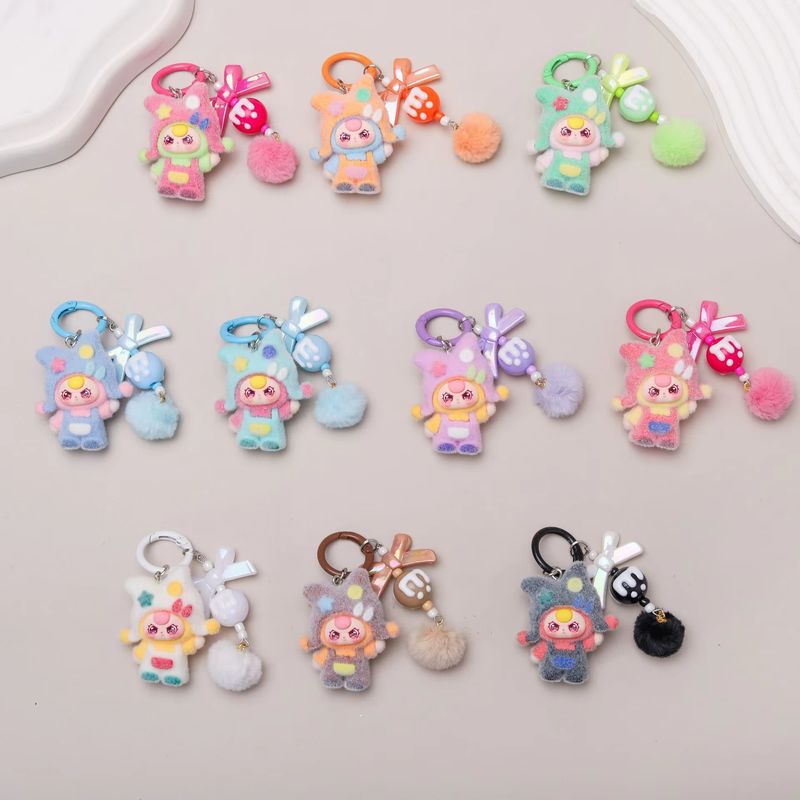 10pcs Cartoon Flocking Keychai - Car Accessories For Baby ulasan dan harga