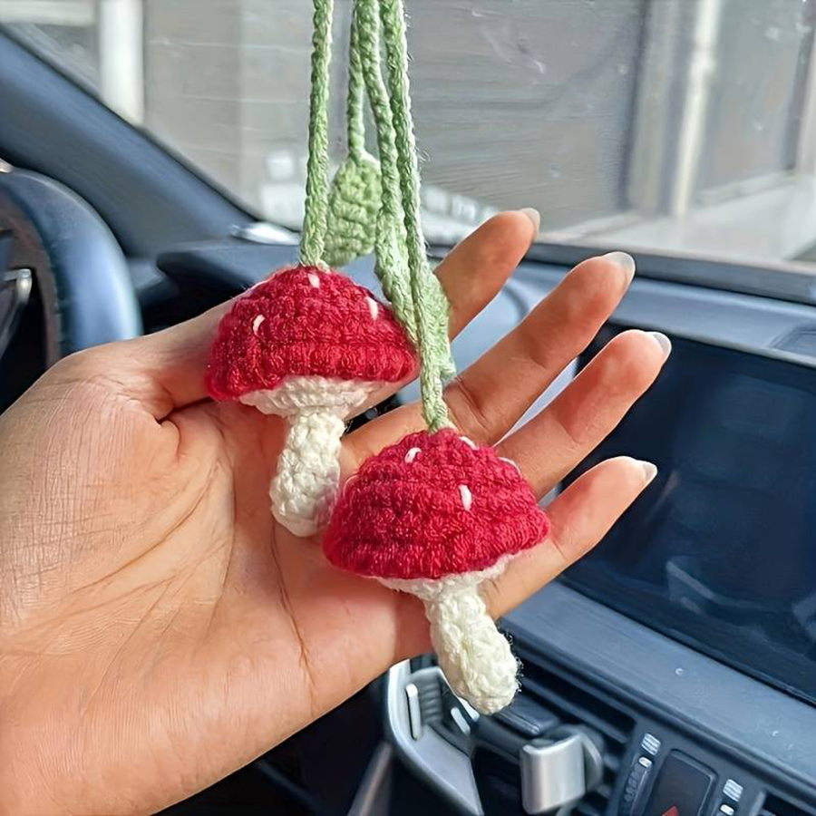 Handmade Crochet Red Mushroom  - Car Accessories Walmart ulasan dan harga
