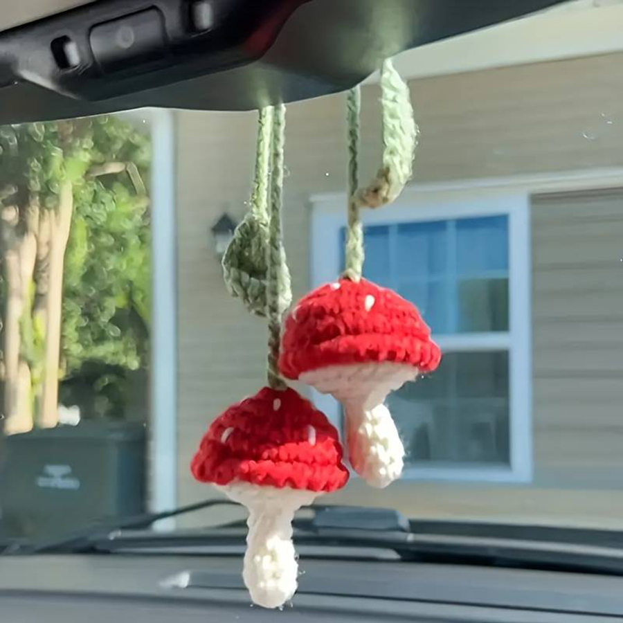 Handmade Crochet Red Mushroom  - Car Accessories Walmart ulasan dan harga