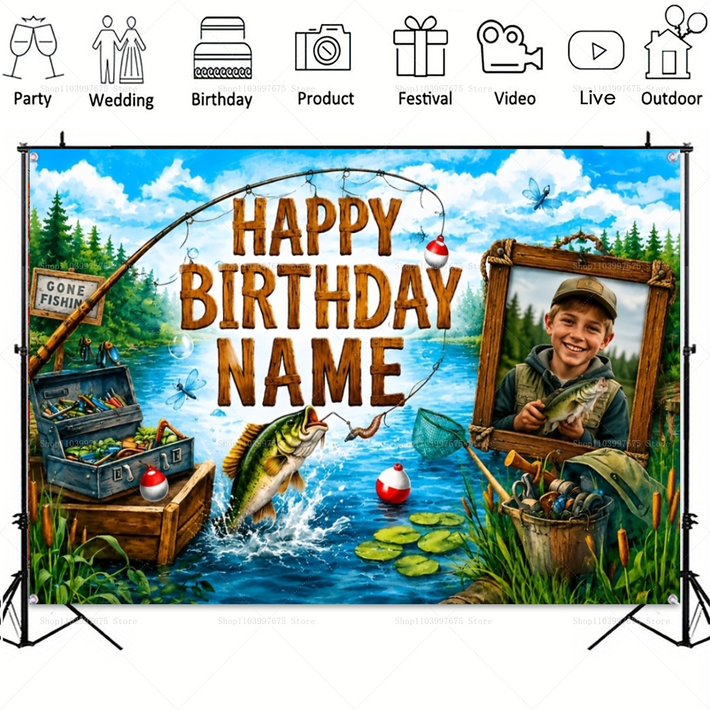 Custom Name Photo fishing-them - Car Accessories Banner ulasan dan harga