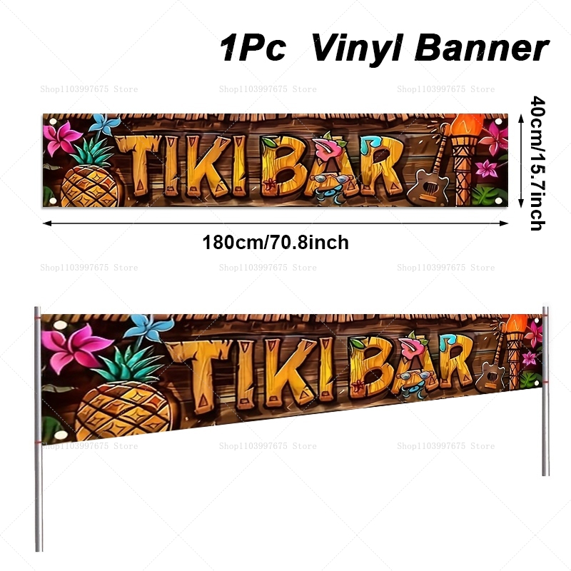 Tiki Bar Banner Tropical Hawai - Car Accessories Banner ulasan dan harga